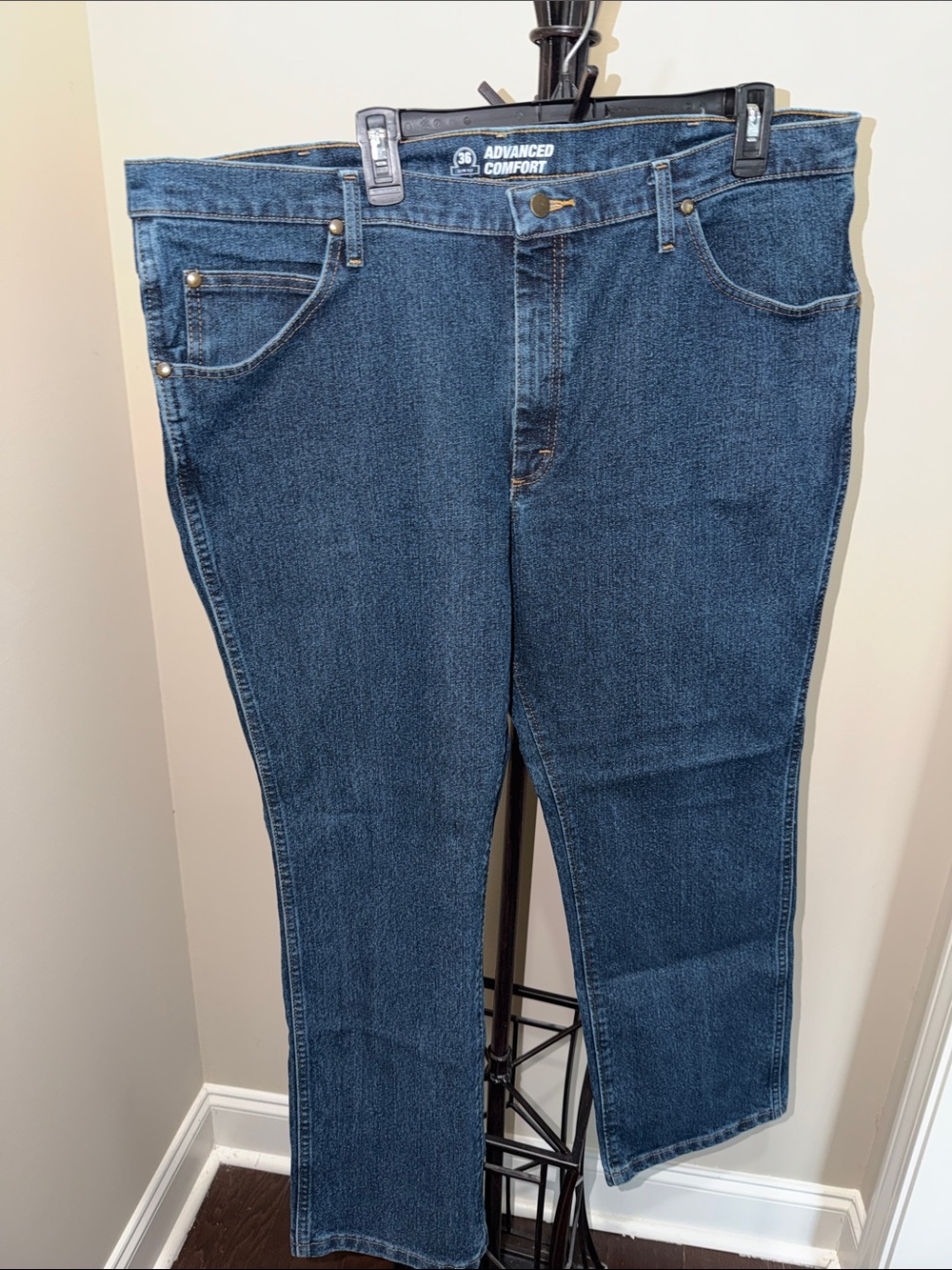 Wrangler Advanced Comfort Dark Blue Jeans — Boot Cut 40x30